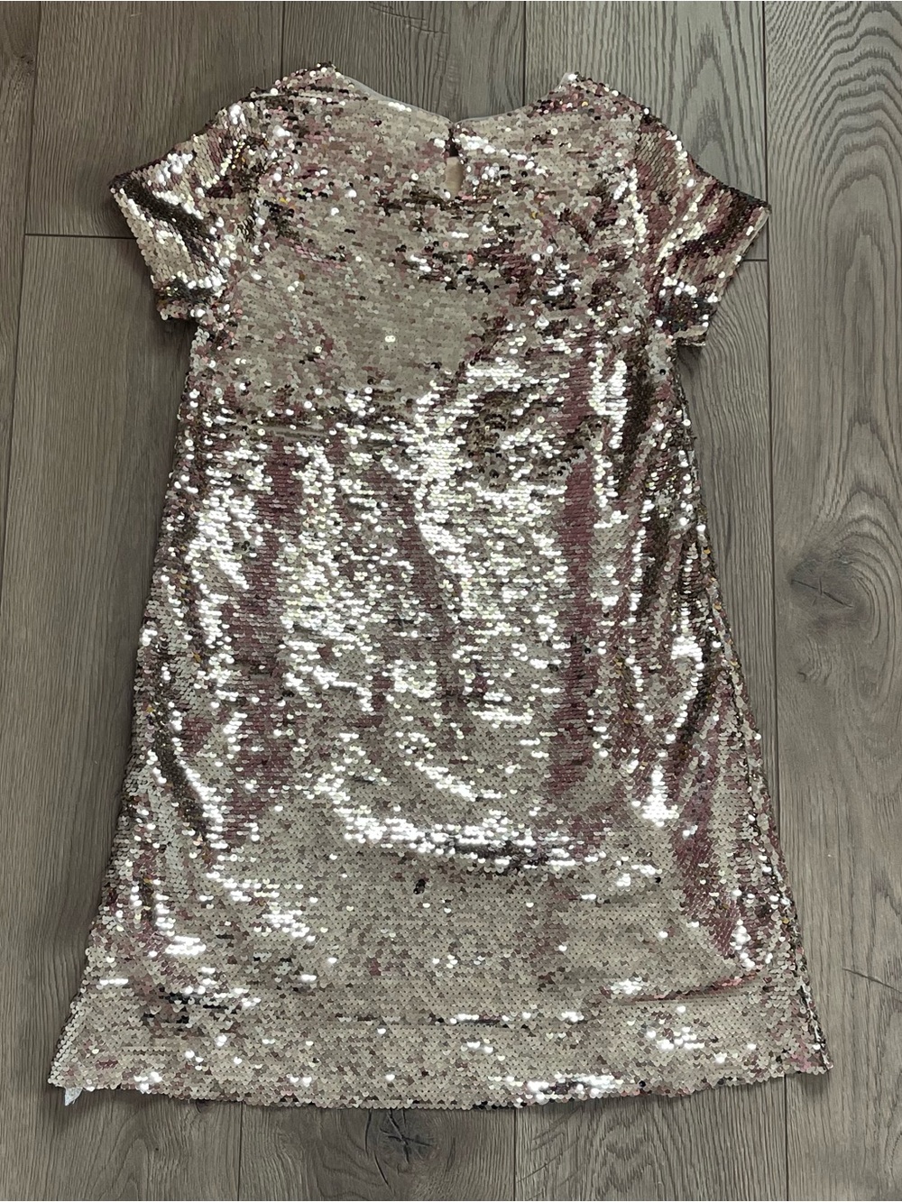 ZARA Kids Size 11-12 Gold Sequin Short Sleeve Party Dress - Picture 2 of 9